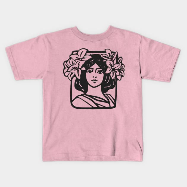 Flora - Goddess of Flowers Kids T-Shirt by Slightly Unhinged